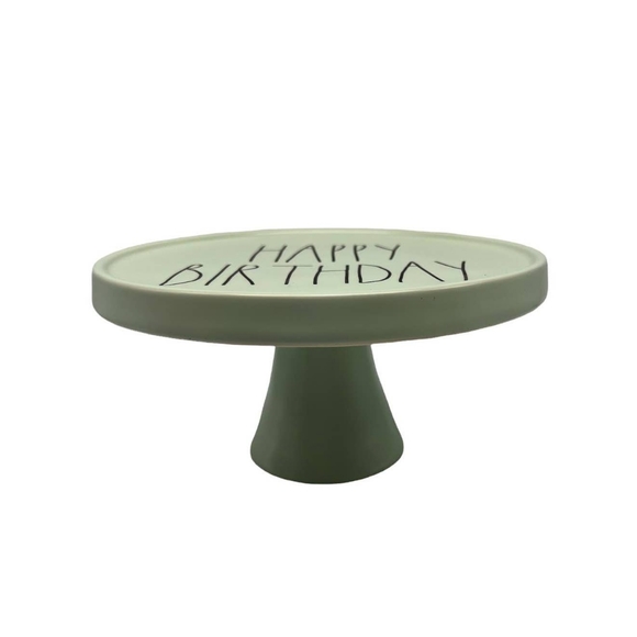 Rae Dunn HAPPY BIRTHDAY Cake Stand, Mint Green, Birthday Display - Picture 1 of 3